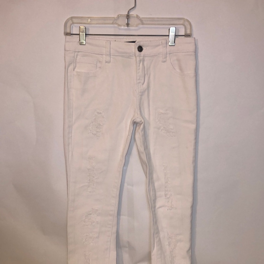 White Fringe Jeans